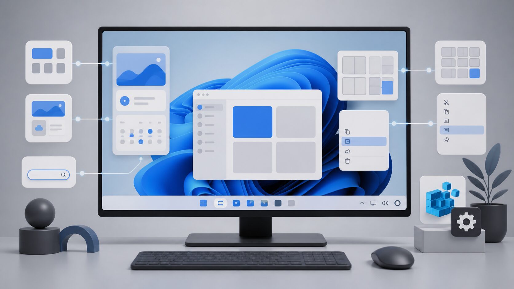 Windows 11のタスクバーや右クリックなどを使いやすく調整するイメージ
